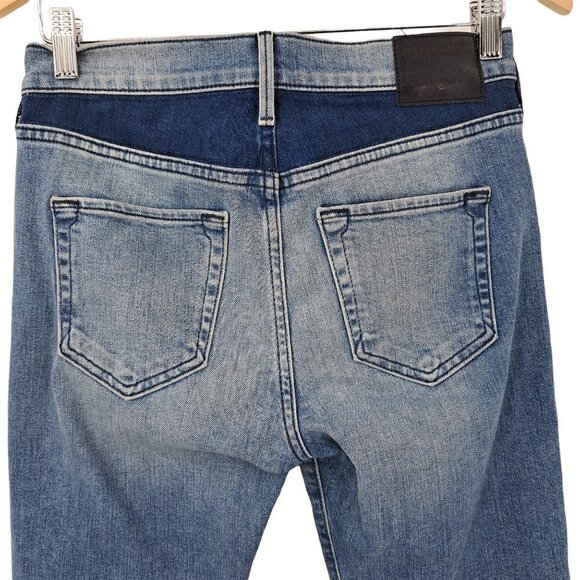 True Religion Stovepipe Patchwork Raw Hem Cropped Jeans Size 27 Boho Colorblock - Picture 9 of 12